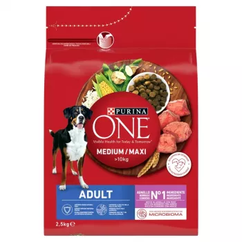 PURINA ONE MED/MAX suaugusiems šunims ėriena ir ryžiai 2,5 kg