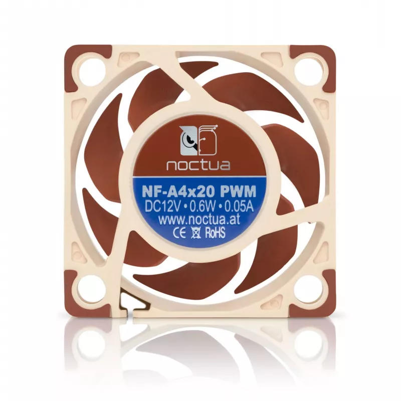 Ventiliatorius Noctua NF-A4x20 PWM 40 mm, 4 kontaktų PWM, 5–12 V, 1200–5000 aps./min., 9,4 m³/h, 14,9 dB, 32×32 mm tvirtinimas
