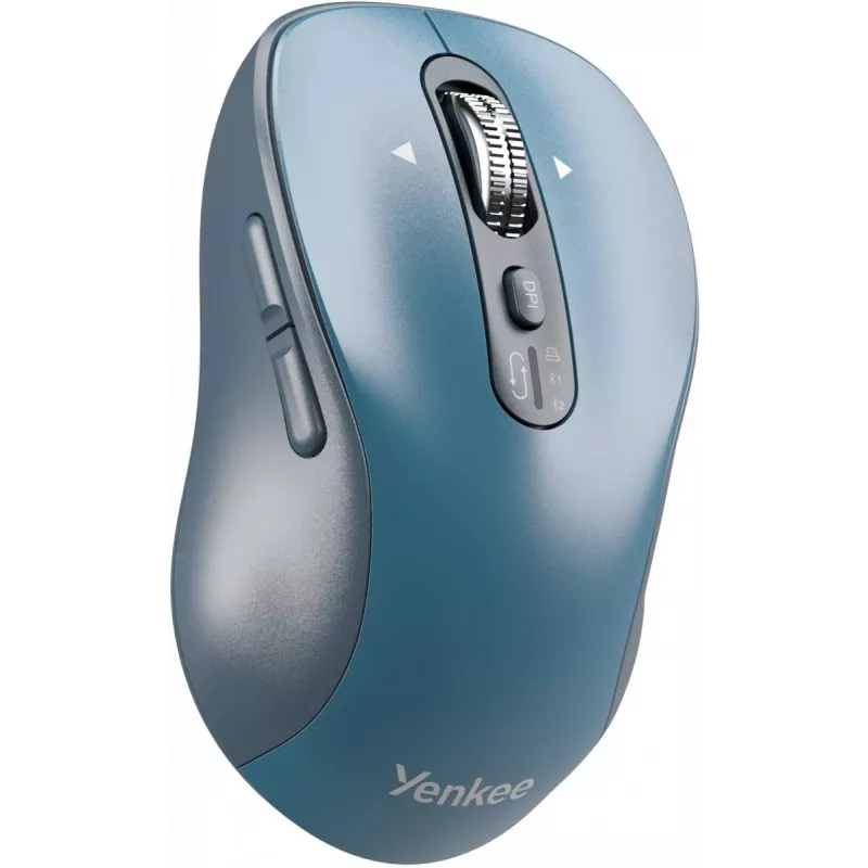 Belaidė pelė YENKEE YMS2010BE dviejų režimų ergonomiška, 2,4 GHz USB imtuvas + Bluetooth 5.1, 4 lygių DPI 1000–3200, 6 mygtukai