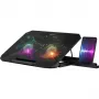 Nešiojamojo kompiuterio aušinimo padėklas DEFENDER NS-510 su 2 ventiliatoriais, 2×USB prievadais ir RGB apšvietimu