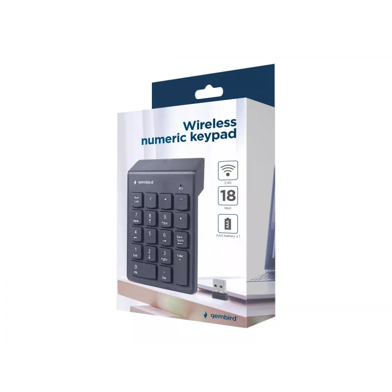 Gembird KPD-W-02 skaičių klaviatūra nešiojamam kompiuteriui Bluetooth juoda