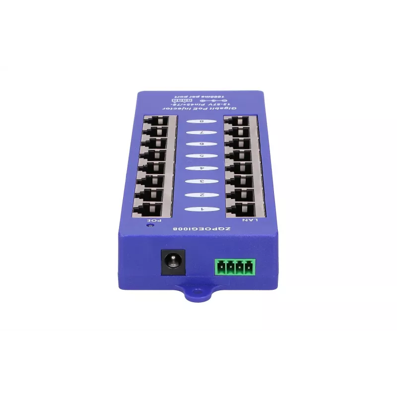Extralink PoE Injector Gigabit 8 Prievadų 1000Mb/s RJ45 B režimas