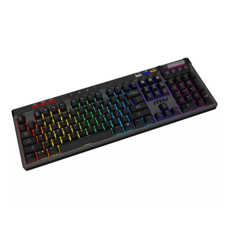 Mechaninė žaidimų klaviatūra MSI Strike Pro W Silent US išdėstymas RGB apšvietimas, laidas, tylūs lytėjimo jungikliai