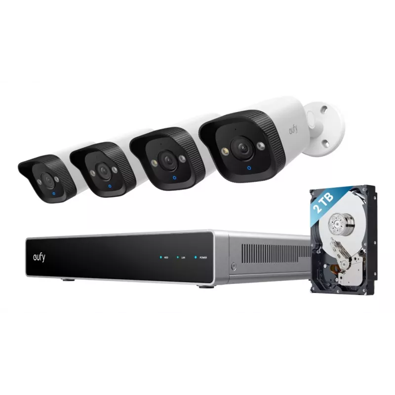 Vaizdo įrašų registratorius Eufy E40 – 8 kanalų 4K įvestis, 2 TB HDD (išplečiamas iki 16 TB), juoda/pilka/balta