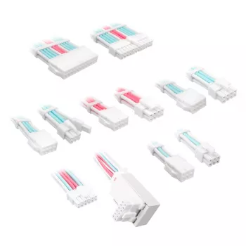 Prailginimo / adapterio rinkinys Kolink Core Pro 12V-2x6 Type 2 pintas prailginimas — Brilliant White/Neon Blue/Pure