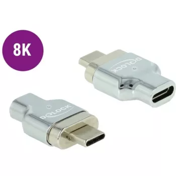 DeLOCK - Thunderbolt / USB-C adapteris - USB-C (M) magnetinis į USB-C (M) - USB 3.2 Gen 2 / Thunderbolt 3 4,5 A - 8K palaikymas - sidabrinis (66433)