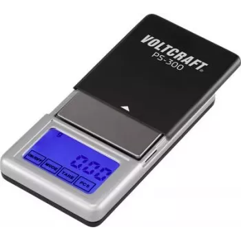 VOLTCRAFT VC-8912595 PS-200 kišeninės svarstyklės, svėrimo riba 200 g, skiriamoji geba 0,01 g, baterijomis maitinamos, juodos ir sidabrinės spalvos (VC-8912595)
