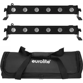 LED juostų rinkinys EUROLITE 2x LED BAR-6 QCL RGBW su minkštu dėklu