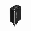 Įkroviklis CANYON OnCharge 65RC su integruotu USB-C laidu, 65W, 1x PD, 1x QC, EU kištukas, Juodas