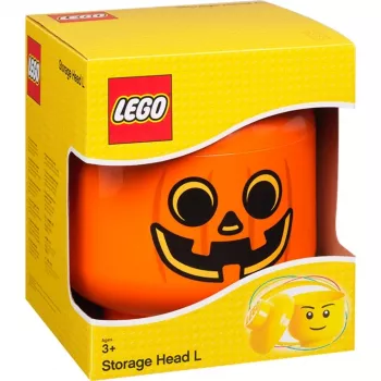 Dėžė daiktams Room Copenhagen LEGO Storage Head Pumpkin didelė oranžinė/juoda