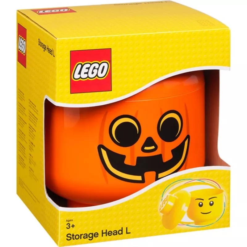 Dėžė daiktams Room Copenhagen LEGO Storage Head Pumpkin didelė oranžinė/juoda