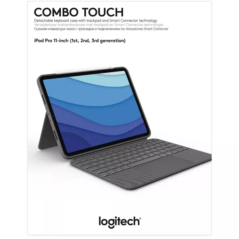 Dėklas su klaviatūra Logitech Combo Touch US iPad Pro 11 1,2,3 gen pilka