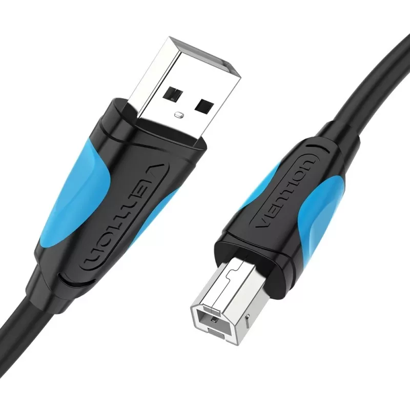 USB 2.0 A–B laidas Vention VAS-A16-B500, 5 m, juodas, kištukas–kištukas, 480 Mbps