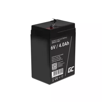 UPS baterija Green Cell AGM15, 6 V, 4 Ah, sandarus švino rūgšties (VRLA), juoda, 680 g