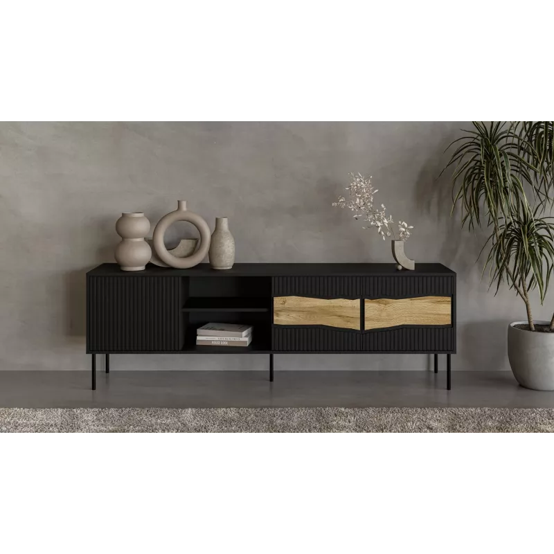 Spintelė televizoriui cama meble INSERTO 3D1W 190x40x62 cm juoda su LED