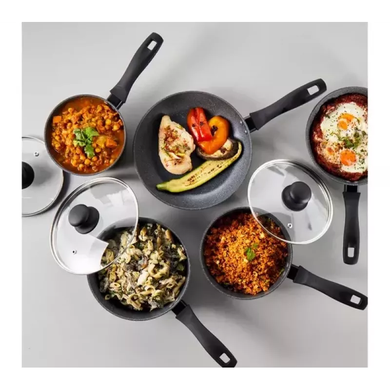 Keptuvių rinkinys 5 vnt. Russell Hobbs Metallic Marble RH02814EU7 – nelipni danga, įvairūs dydžiai