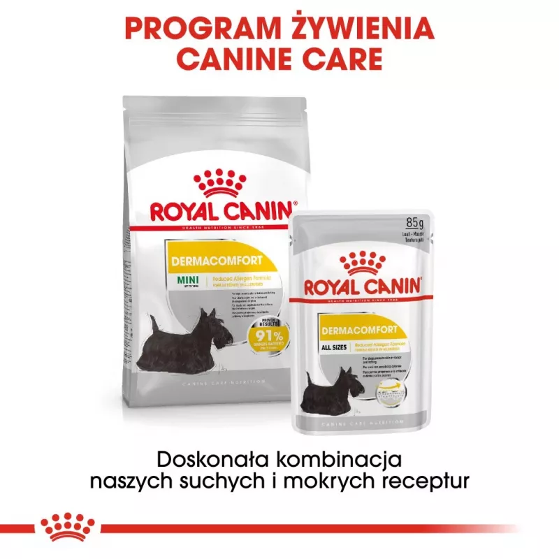 ROYAL CANIN Mini Dermacomfort - sausas ėdalas suaugusiems mažų veislių šunims su jautria oda, linkusia į dirginimą - 3kg