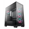 Korpusas DeepCool CG580 4F Midi Tower — ATX/MicroATX/ITX, grūdintas stiklas, 3×120 mm + 1×120 mm ventiliatoriai, 2×3.5 colio ir 2×2.5 colio diskų vietos, USB-A×2 USB-C×1, juodas