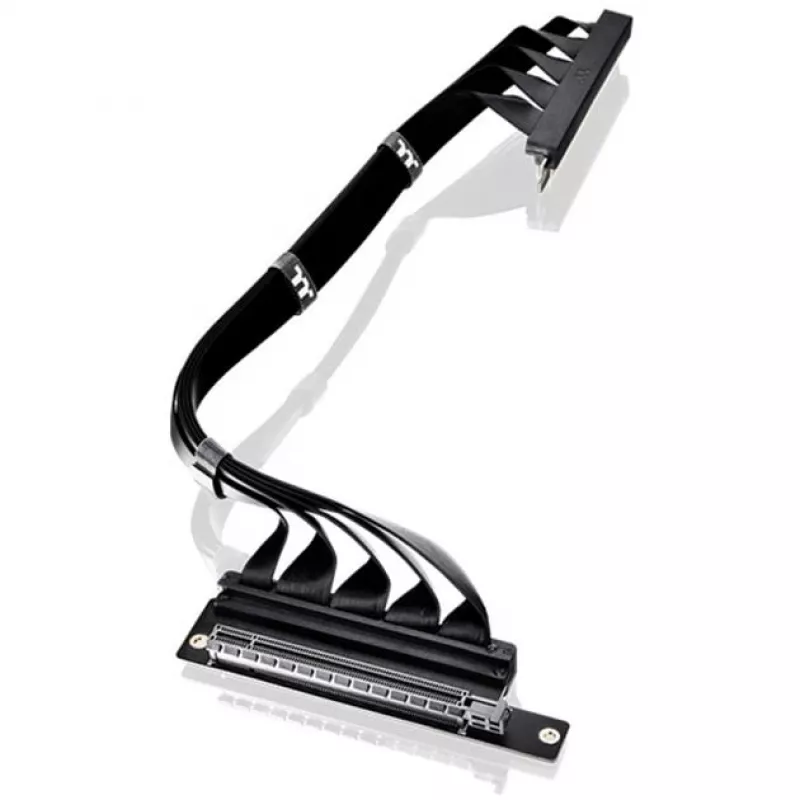 Thermaltake PCI-E 4.0 dvigubo 90° kampo riser kabelis, 40 cm, juodos spalvos