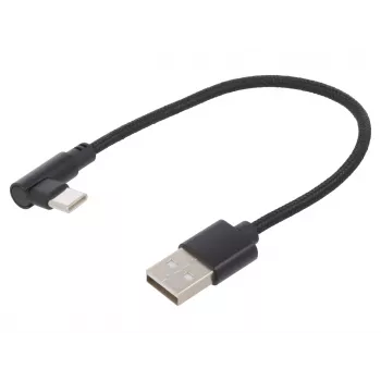 USB 2.0 laidinis kabelis USB-A (kampinis) į USB-C, 0,2 m, GEMBIRD CC-USB2-AMCML-0.2M