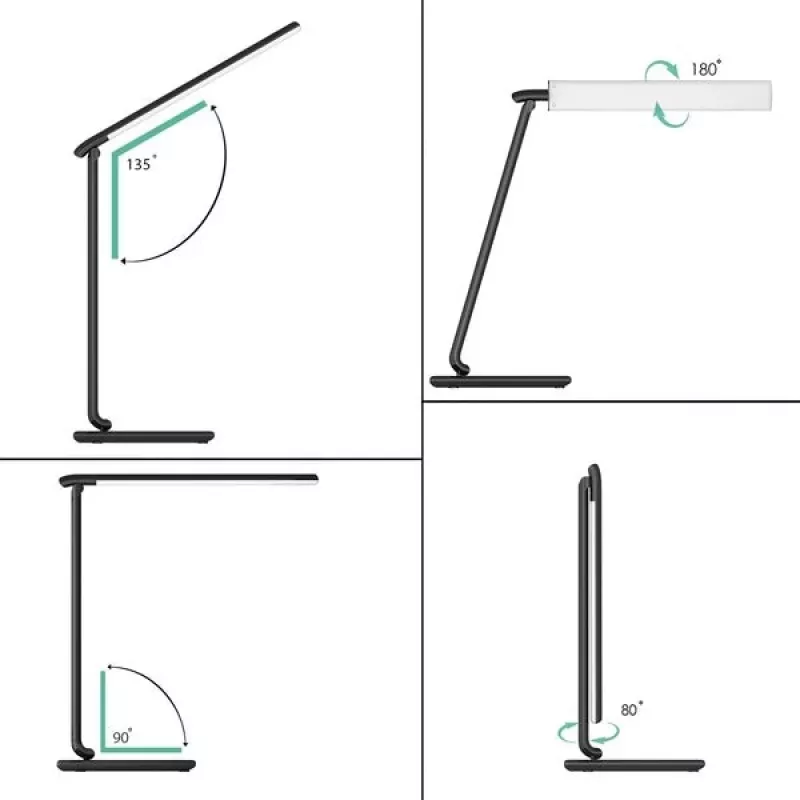 LED stalinė lempa Aukey LT-T10 12W 3000–6500K reguliuojama spalvos temperatūra, juoda