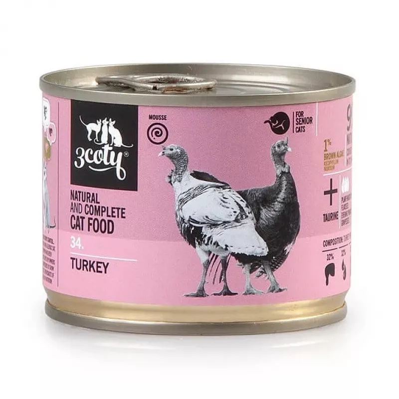 3COTY 34. Turkey Senior - šlapias kačių ėdalas - 180g