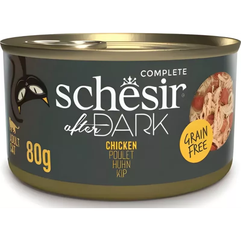 Šlapias kačių ėdalas Agras Pet Foods Schesir 80 g – Vištiena, be grūdų, suaugusiems, bet kurios veislės