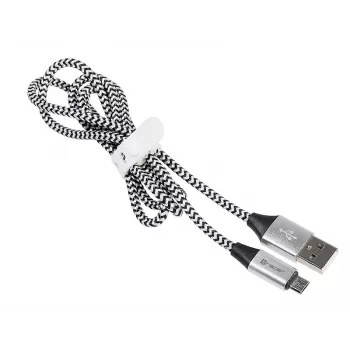 USB laidas Tracer TRAKBK46928 1 m USB A – Micro-USB B juodas sidabrinis