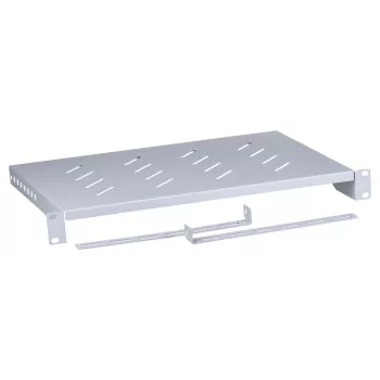 Rack lentyna LANBERG AK-1004-S — 1U 19 colių pilka, 483 mm plotis, 300 mm gylis, 25 kg talpa