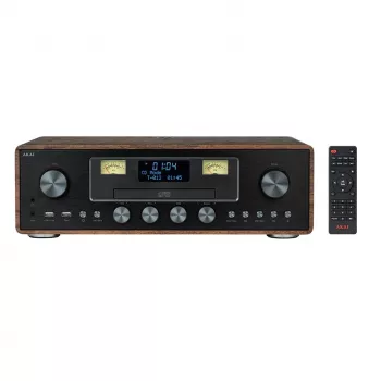 Mikro hi-fi sistema AKAI AM-100 RHAPSODY – kompaktiška garso mini sistema su integruotu stiprintuvu ir CD/USB atkūrimu