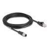 Tinklo kabelis DeLOCK M12 A-koduotas 8 kontaktų vyriškas į RJ45 vyrišką Cat5e 5 m juodas