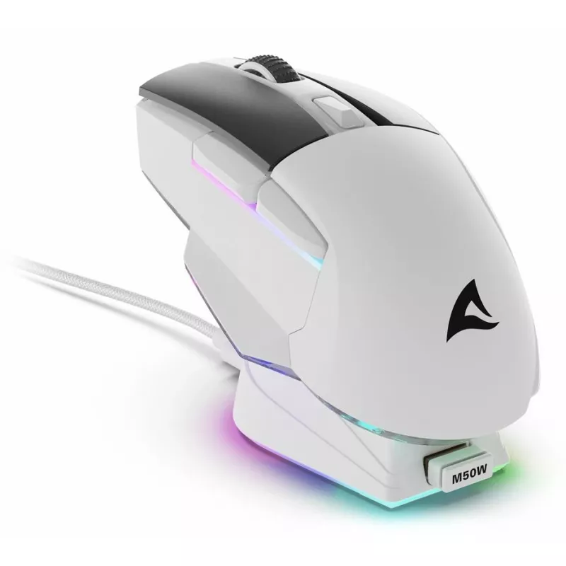 Sharkoon SGM50W pelė žaidimams, dešinei rankai, RF belaidė + USB Type-A, optinė, 6400 DPI