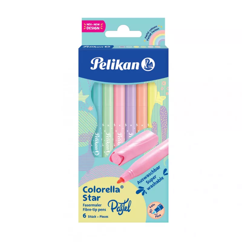 Žymeklis Pelikan 822282 plonas, asorti 6 vnt.