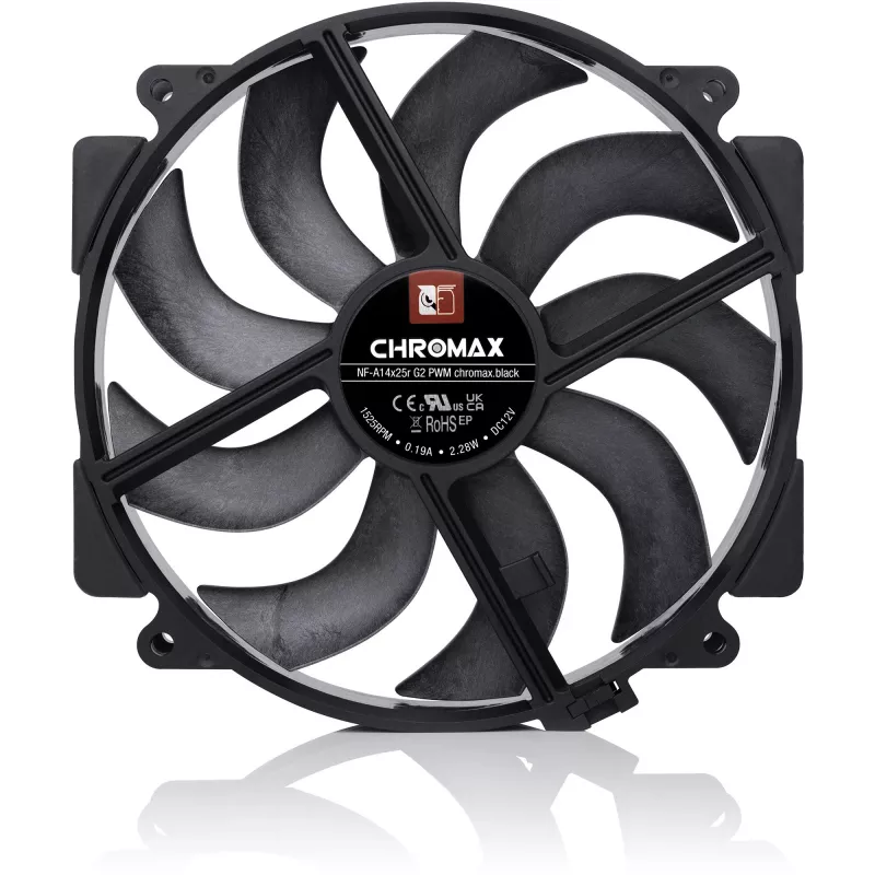 Noctua NF-A14x25r G2 PWM chromax.black 140mm ventiliatorius