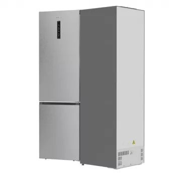 Šaldytuvas su šaldikliu Gorenje NRB620E61X4WFE, laisvai pastatomas, nerūdijantis plienas, bendras tūris 413 L, šaldiklis apačioje 130 L, NoFrost, LED ekranas