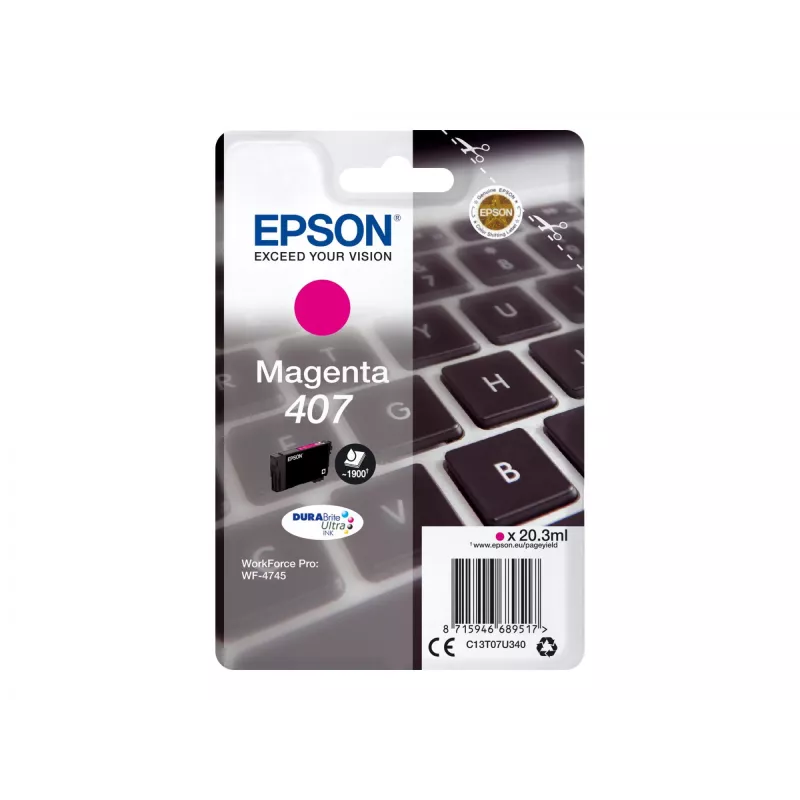Kasetė rašalinė Epson C13T07U340 raudona (magenta) didelės talpos (XL) skirta WF-4745 serijai