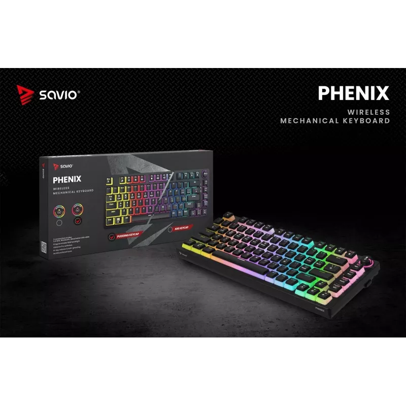 Gaming klaviatūra Savio SAVGK-PHENIX RED PUDDING Mechaninė RGB belaidė