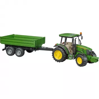 Traktoriaus modelis BRUDER John Deere 5115 M su savivarčio priekaba