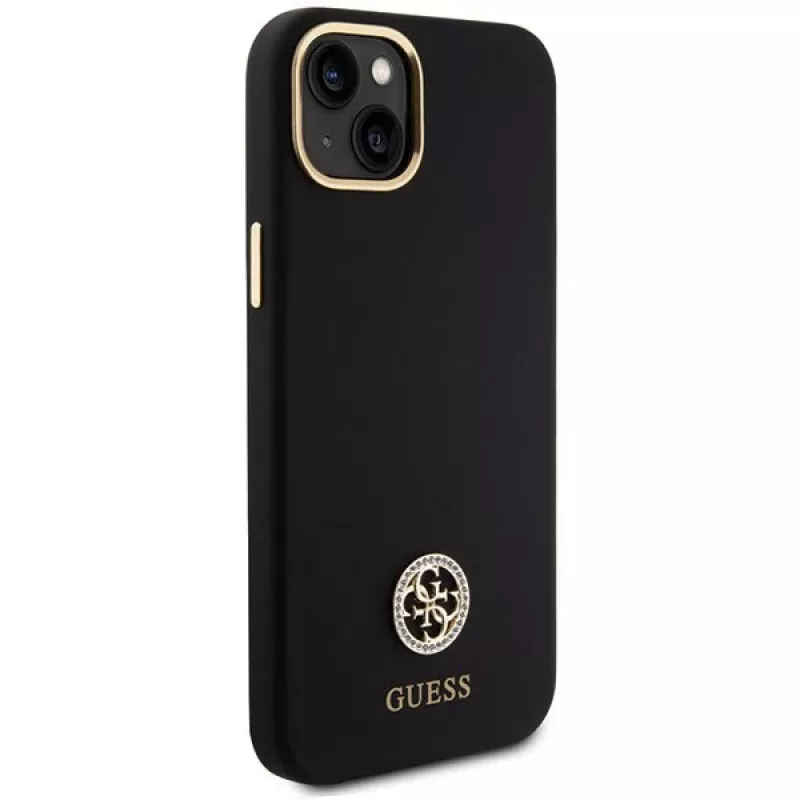 GUESS GUHCP15M4DGPK | Galinis dangtelis | Apple iPhone 15 Plus / 14 Plus | TPU, silikonas, mikropluoštas | Juoda