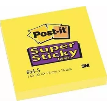 Post-It 654-S lipnūs lapeliai kvadratiniai geltoni 90 lapų (654-S6, 1 pakuotė = 12 blokelių)