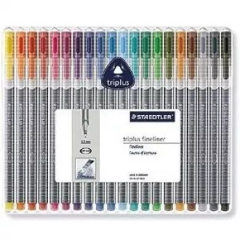 Markeris Staedtler triplus color 323, 20 vnt., 1,0 mm, vandens pagrindo rašalas, trikampis korpusas