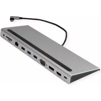 VALUE USB 3.2 Gen 2 Type C daugiafunkcinė dokavimo stotelė, 4K HDMI/DP, VGA, USB, kortelių skaitytuvas, PD, LAN, garsas (12.99.1117)