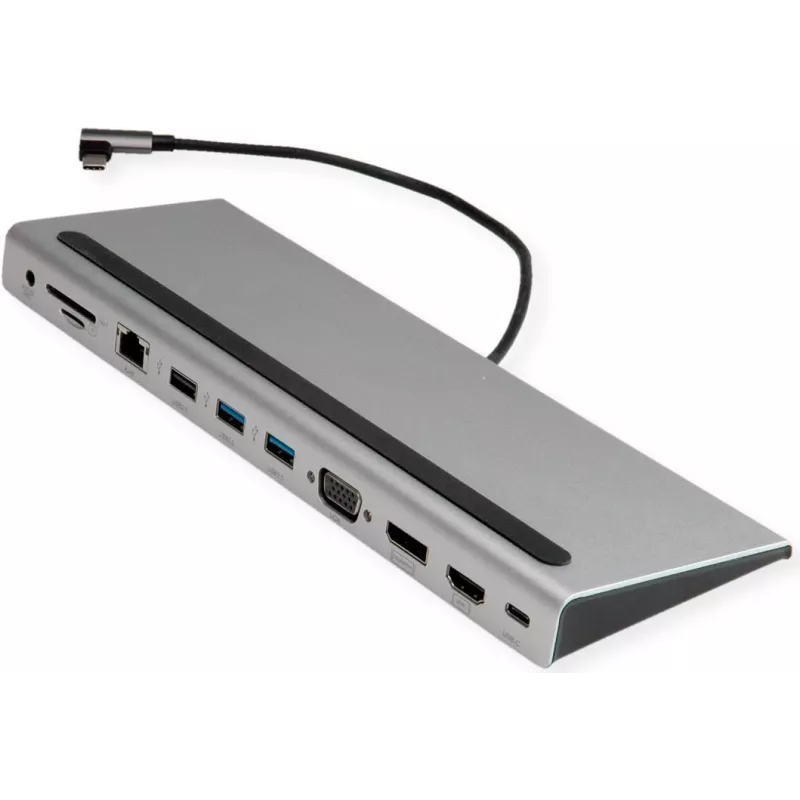 VALUE USB 3.2 Gen 2 Type C daugiafunkcinė dokavimo stotelė, 4K HDMI/DP, VGA, USB, kortelių skaitytuvas, PD, LAN, garsas (12.99.1117)
