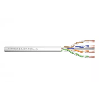 Tinklo kabelis Digitus CAT 6A U/UTP vytos poros sujungimo laidas neapdorotas 100m Pilka
