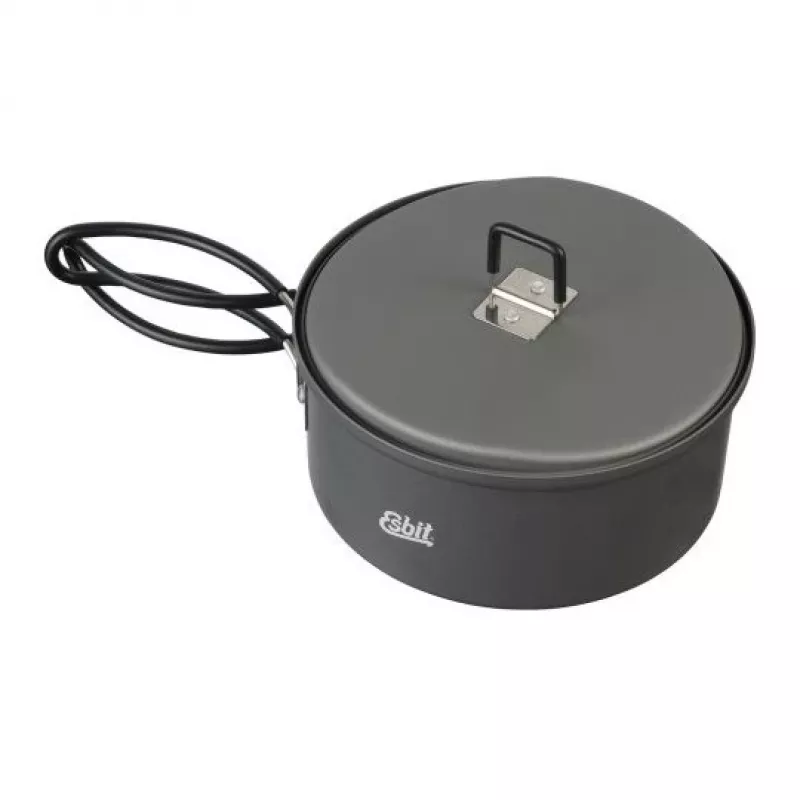 Puodas ESBIT PT1100HA – aliumininis puodas 1,1 L, Ø14,8 cm, 227 g, juodas