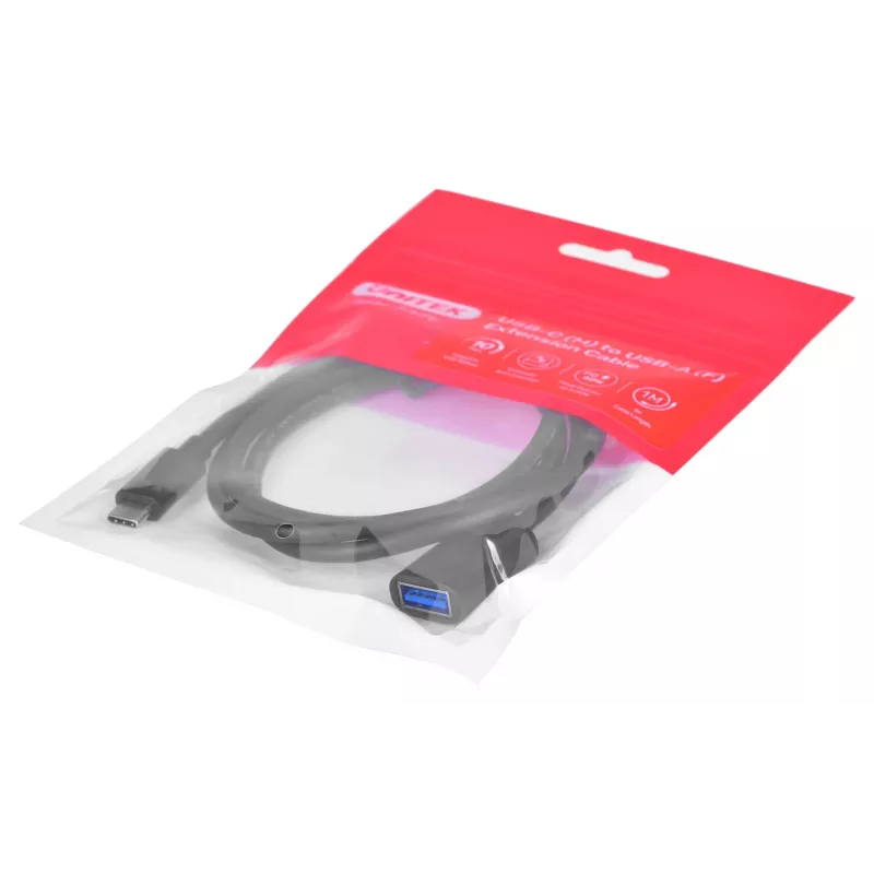 Laido adapteris Unitek C476BK-1M USB-C (M) - USB-A (F) 10Gbps 60W