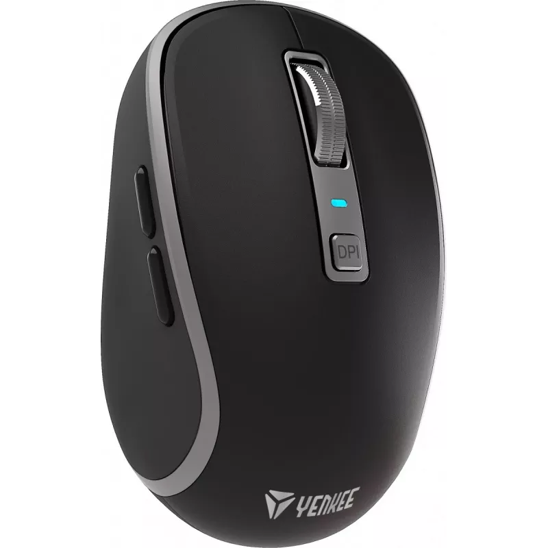 Dvigubas WiFi+Bluetooth belaidė pelė, įkraunama baterija, 5 mygtukai – Yenkee YMS 2085BK NOBLE