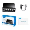 Tinklo jungiklis Cudy GS105 — 5 prievadų Gigabit Ethernet (10/100/1000), juodas, maitinimas 5 V DC