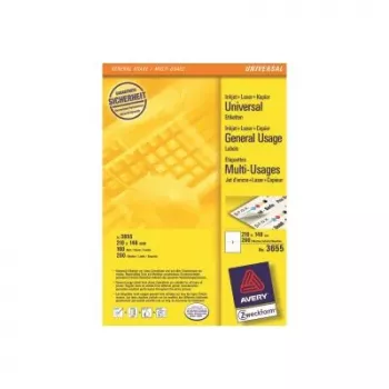 Avery 3655 lipnūs etikečių lapai, stačiakampiai, nuolatiniai, balti, 200 vnt.