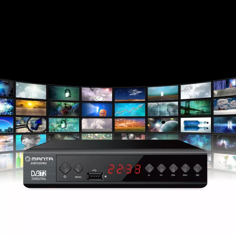 Skaitmeninis TV imtuvas MANTA DVBT025PRO DVB-T2 Full HD USB įrašymas